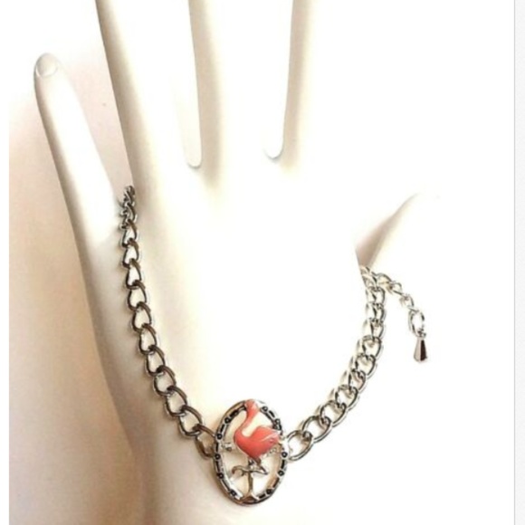 Silver Flamingo Bracelet Anklet 8-10.5" Island - Picture 4 of 8